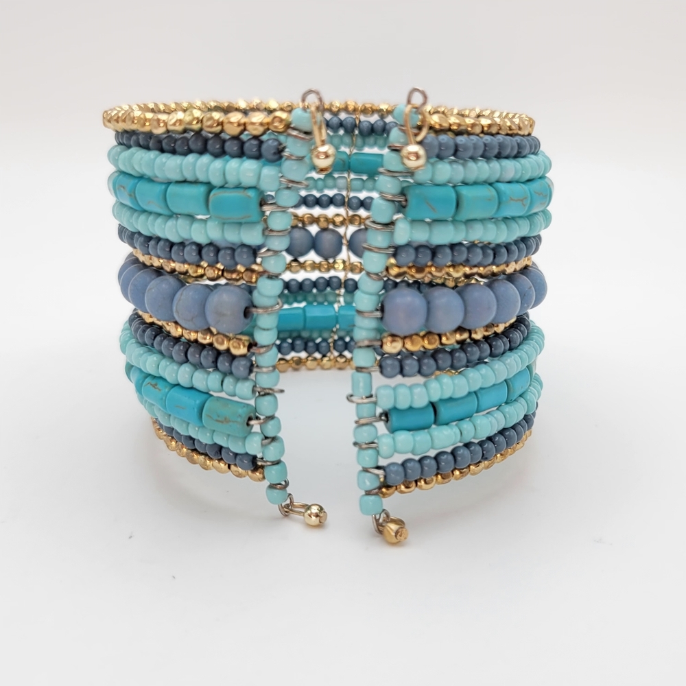 Adornia | NWT Faux Turquoise Mixed Media Beaded Cuff Bracelet - Picture 7 of 10